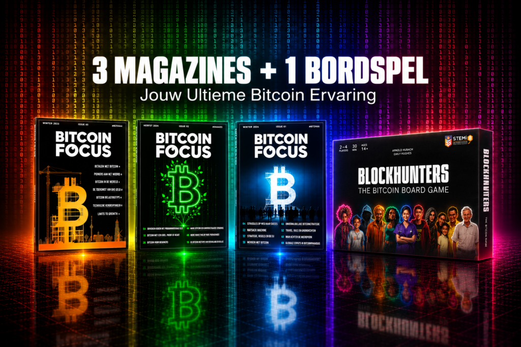 Bitcoin Startpakket: 3 magazines en Blockhunters bordspel