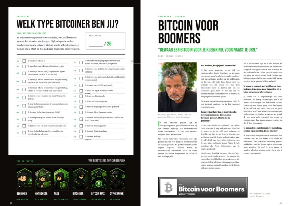 Spread uit Bitcoin Focus Magazine #3: Checklist: Welk type bitcoiner ben jij? & Interview: Bitcoin voor Boomers
